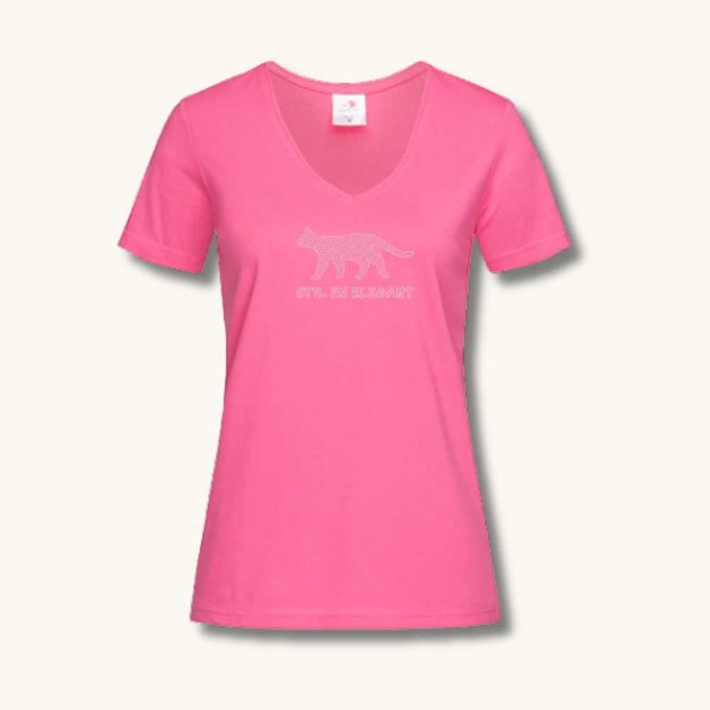 Dames T-shirt met V-hals / Stil en Elegant