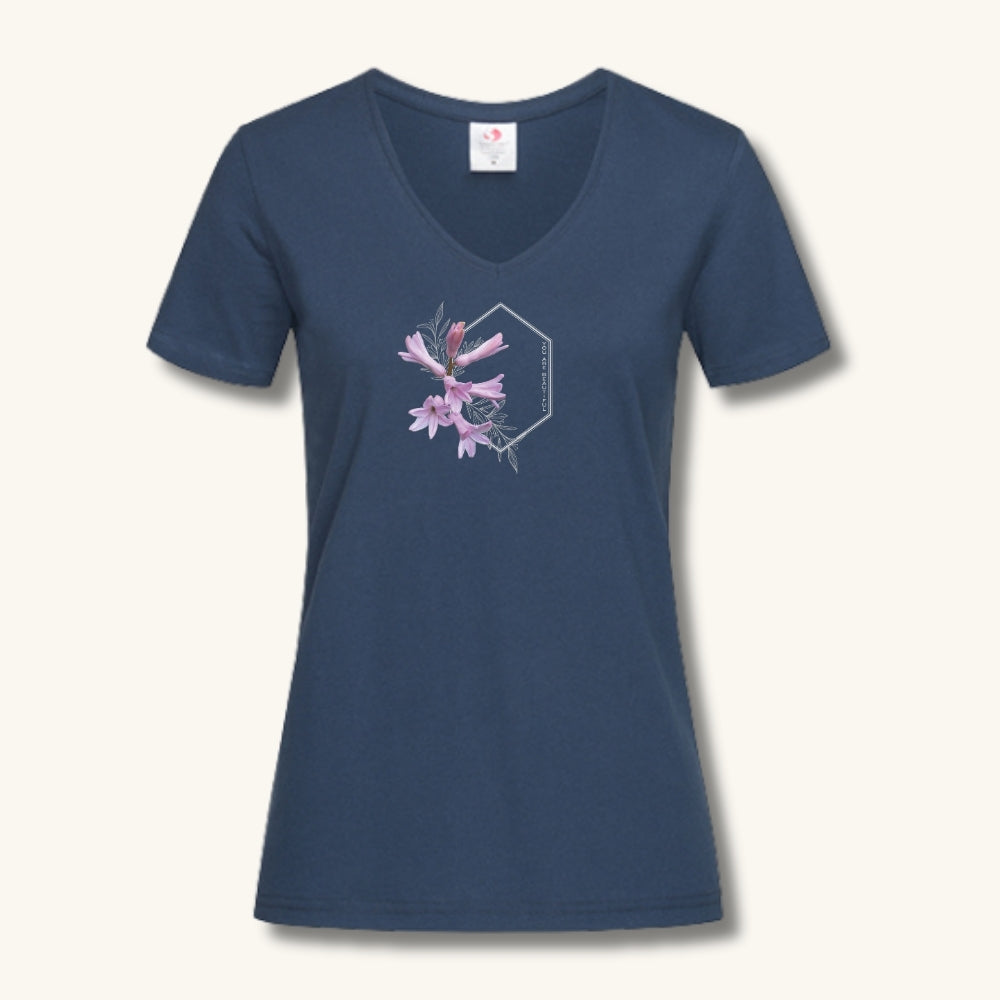 Dames T-shirt met V-hals / You are Beautiful Hyacinten