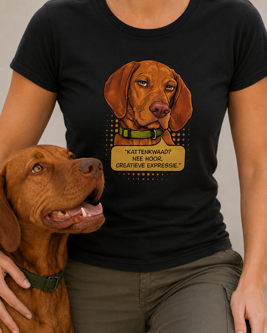 Dames T-shirt met V-hals / Kattenkwaad
