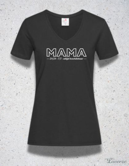 Dames T-shirt met V-hals / Mama 24/7