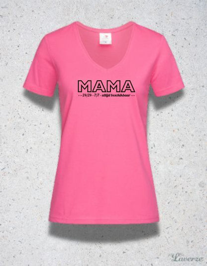 Dames T-shirt met V-hals / Mama 24/7
