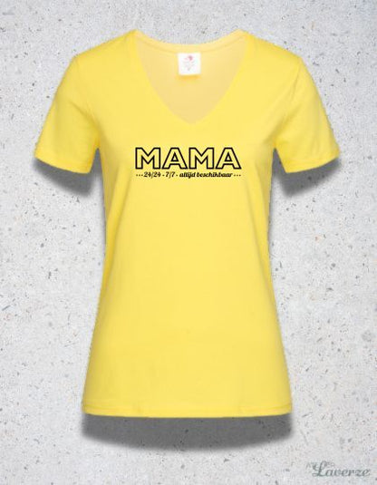Dames T-shirt met V-hals / Mama 24/7