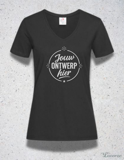 GEPERSONALISEERDE V-HALS T-SHIRT - DAMESMODEL (uit voorraad)