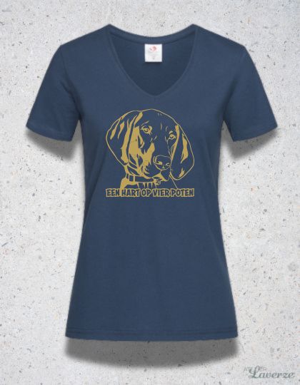EEN HART OP VIER POTEN (Dames V-hals T-shirt)