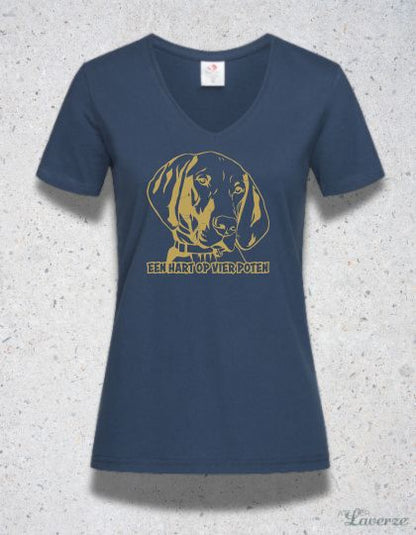 Dames V-hals met T-shirt / Een hart op vier poten