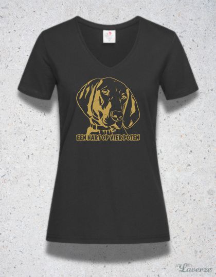 EEN HART OP VIER POTEN (Dames V-hals T-shirt)
