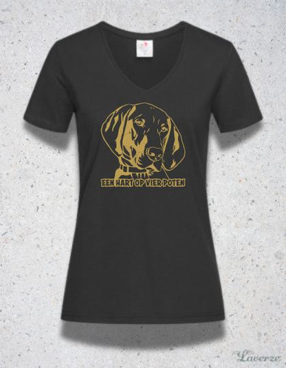 Dames V-hals met T-shirt / Een hart op vier poten