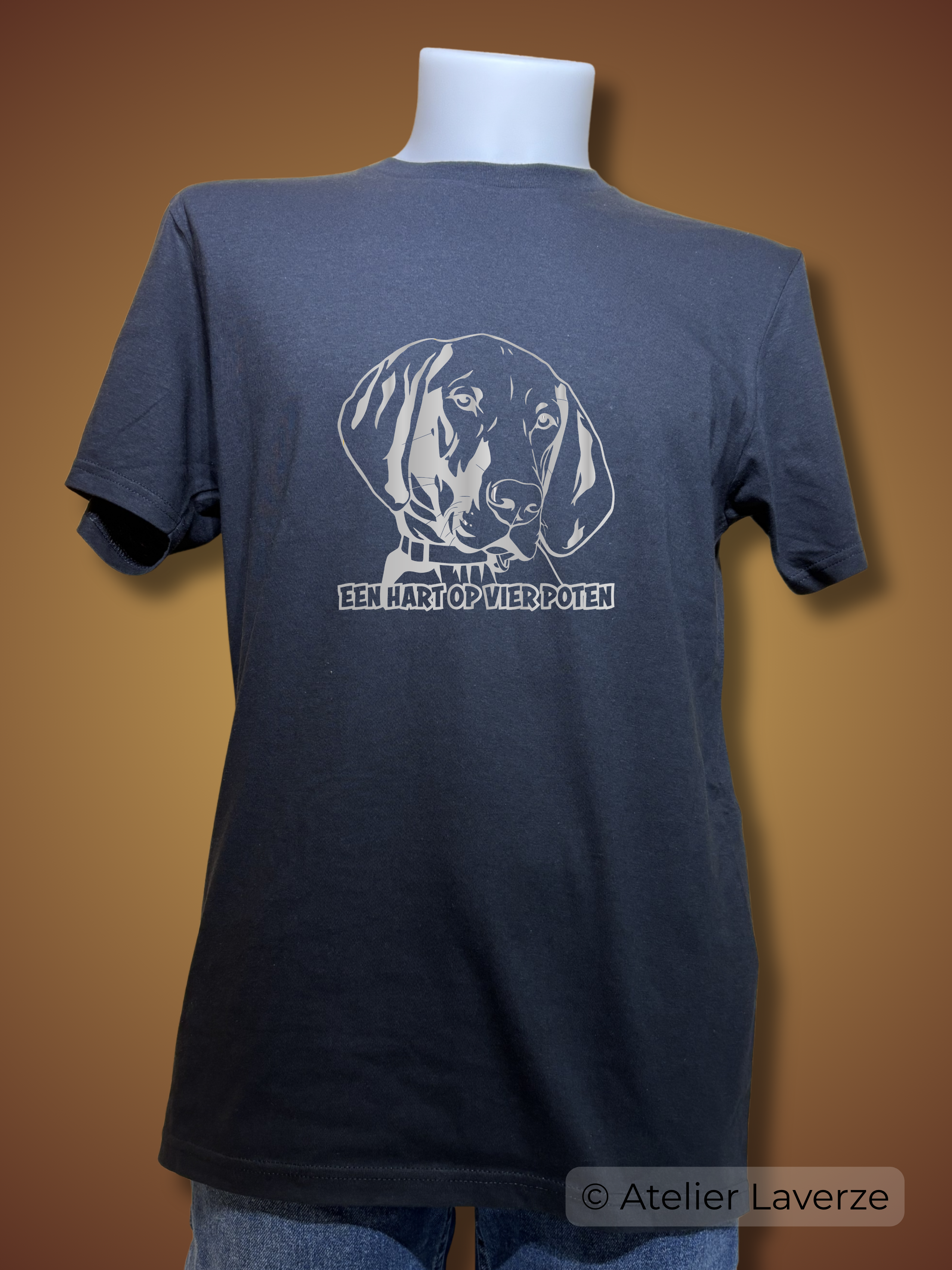Heren T-shirt met bedrukking: Hart op vier poten